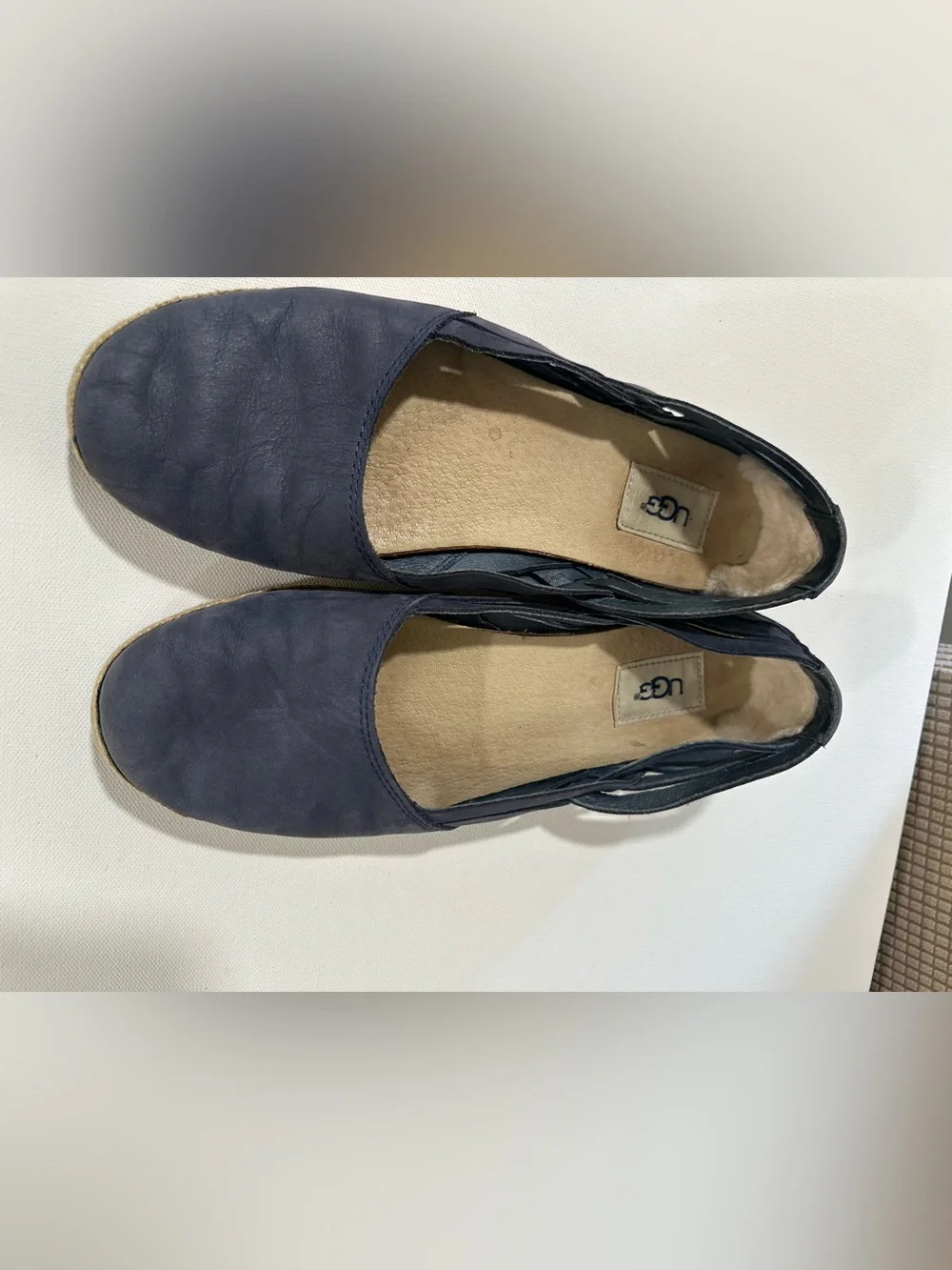 UGG Tippie Navy Blue Nubuck Espadrille Flats Women's Size 10
